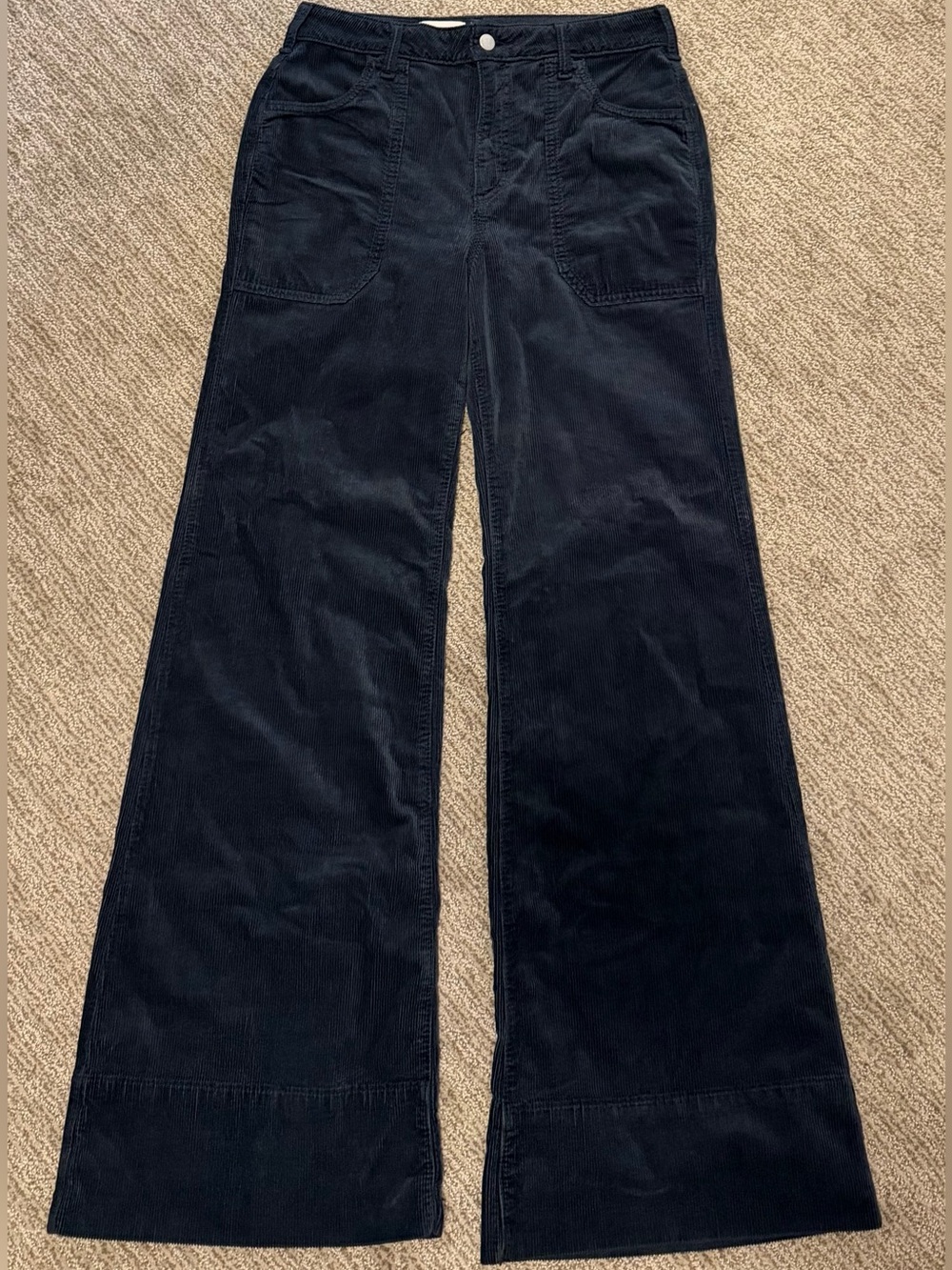 Brand New Navy Blue Pilcro Ultra High-Rise Wide-Leg Corduroy Pants - size 28